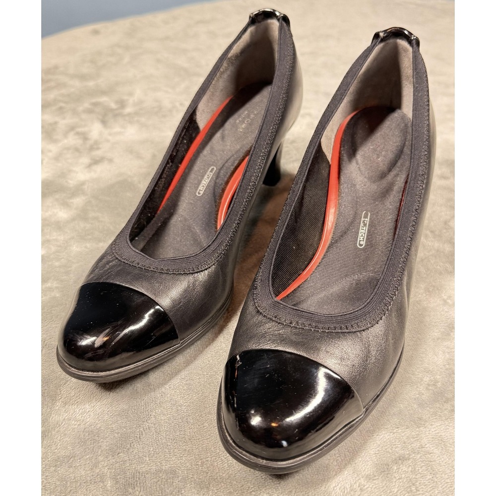 Rockport Shoes Womens Size 8.5 Black Cap Toe TruTECH Mid Heel Pumps Dress M77484